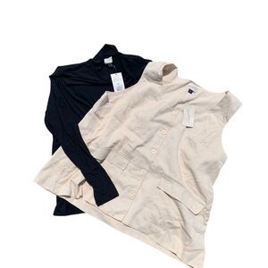 BUNDLE Universal Thread  2XL‎ Ivory Sleeveless Vest and Black Turtleneck